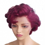 13x6 wine red Pixie curl lace wig